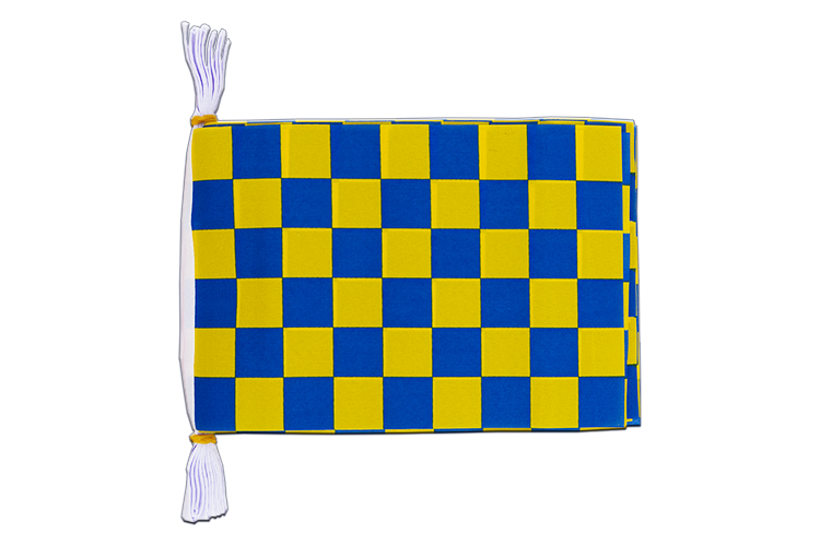 Kariert Blau-Gelb Fahnenkette 15 x 22 cm, 3 m