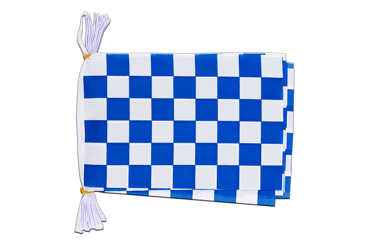 Kariert Blau-Weiß Fahnenkette 15 x 22 cm, 3 m