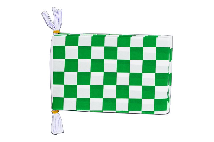 Damier Vert-Blanc - Mini Guirlande fanion 15 x 22 cm, 3 m