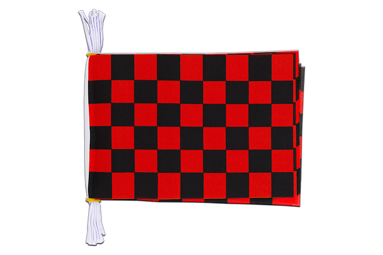 Kariert Schwarz-Rot Fahnenkette 15 x 22 cm, 3 m