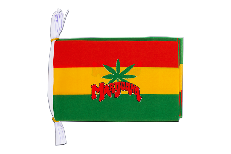 Marijuana Fahnenkette 15 x 22 cm, 3 m