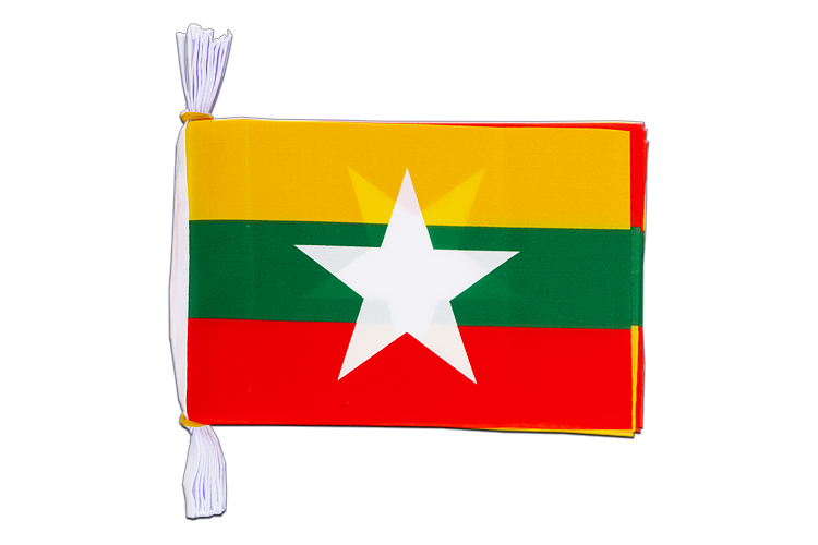 Birmanie - Mini Guirlande fanion 15 x 22 cm, 3 m