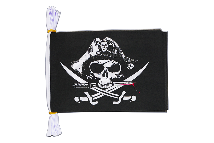 Pirat Blutiger Säbel Fahnenkette 15 x 22 cm, 3 m