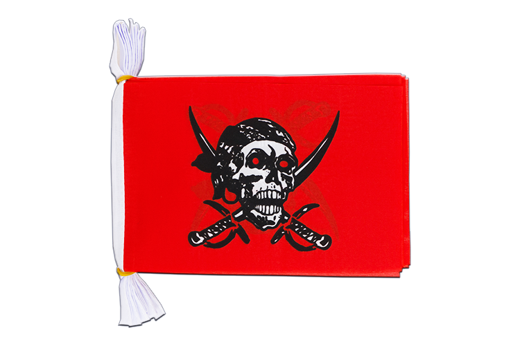 Pirate on red shawl - Flag Bunting 6x9", 3 m