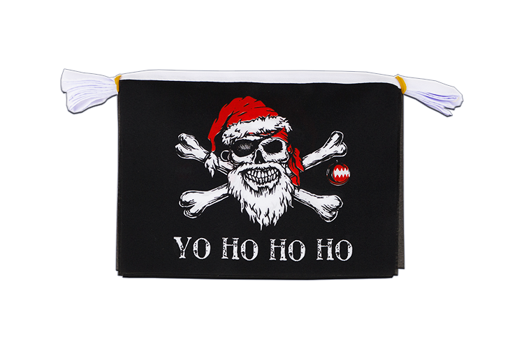 Pirat Weihnachtsmann Yo Ho Ho Ho - Fahnenkette 15 x 22 cm, 3 m