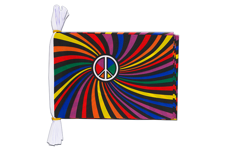 Regenbogen Peace Swirl - Fahnenkette 15 x 22 cm, 3 m