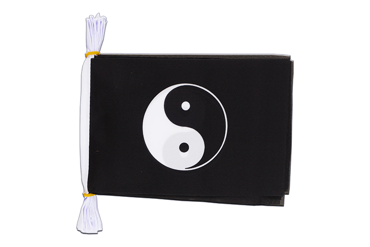 Ying und Yang Schwarz Fahnenkette 15 x 22 cm, 3 m