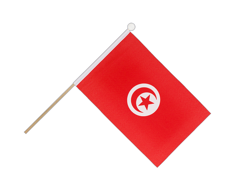 Tunisie - Drapeau sur hampe 15 x 22 cm