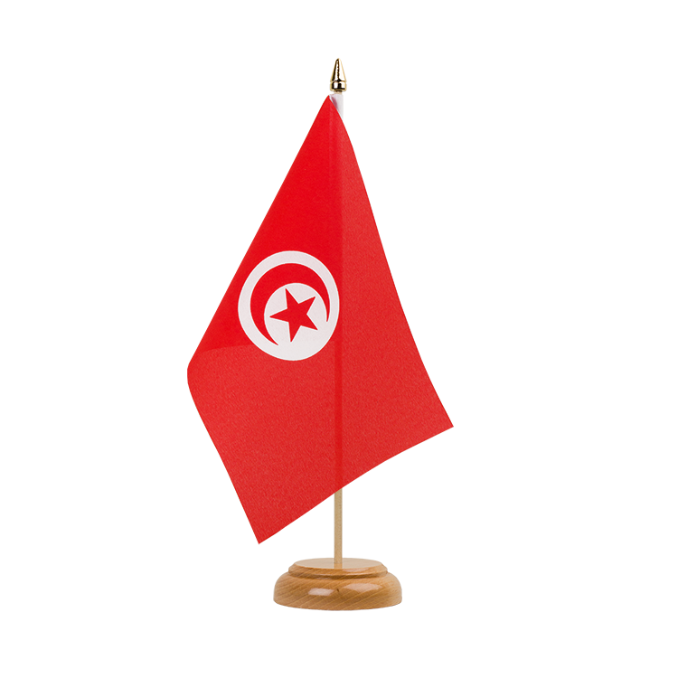 Tunisie Drapeau de table 15 x 22 cm, bois