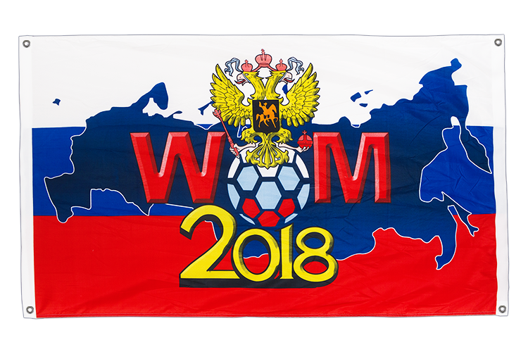 Russland WM 2018 mit Wappen - Bannerfahne 90 x 150 cm, Querformat