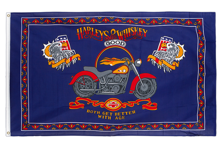 Harleys und Whiskey - Flagge 90 x 150 cm