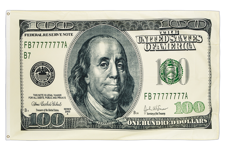 Billet de cent dollars - Drapeau 90 x 150 cm