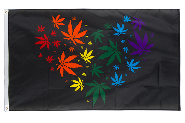 Marijuana Regenbogen Herz Flagge 90 x 150 cm
