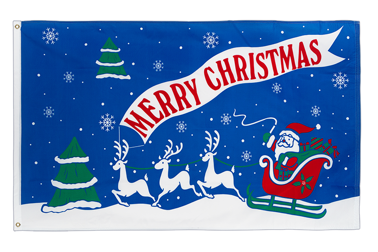 Merry Christmas Weihnachtsschlitten Flagge 90 x 150 cm