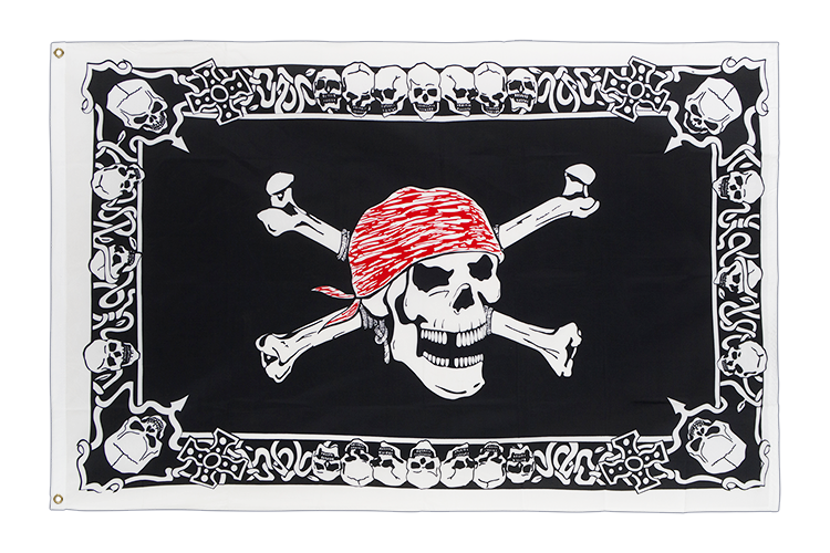 Pirat Totenkopf mit Rahmen - Flagge 90 x 150 cm