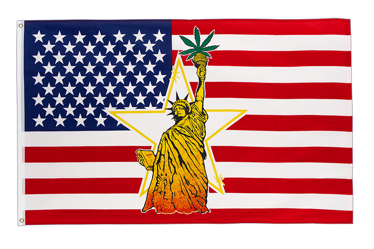 Drapeau USA Statue de la Liberté Marijuana 90 x 150 cm