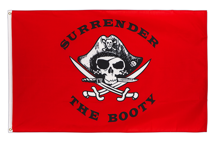 Pirat Surrender the Booty rot Flagge 90 x 150 cm
