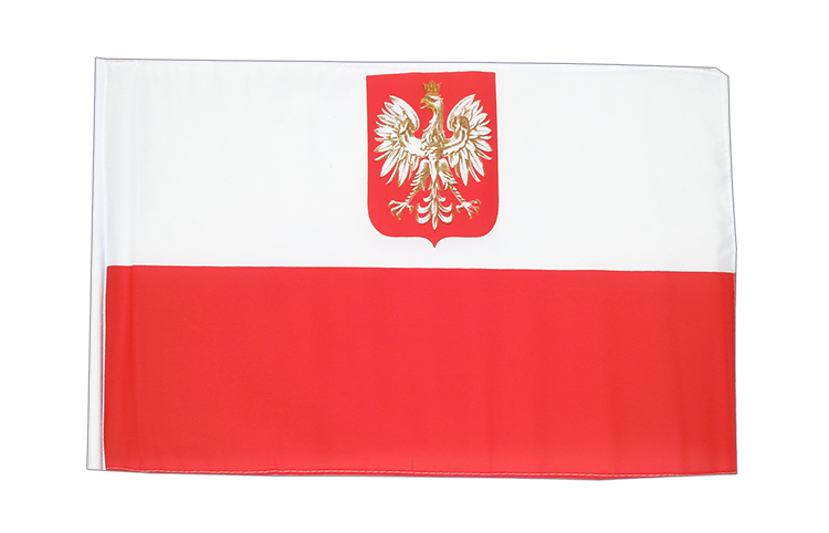 Petit drapeau Pologne avec aigle 30 x 45 cm