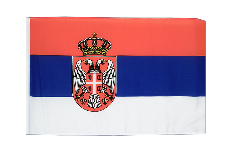 Petit drapeau Serbie avec blason 30 x 45 cm