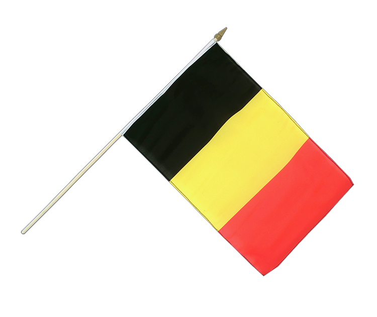 Drapeau Belgique sur hampe 30 x 45 cm