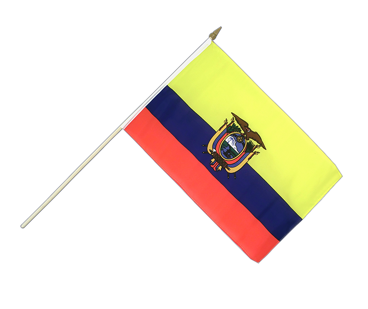 Drapeau Équateur sur hampe 30 x 45 cm