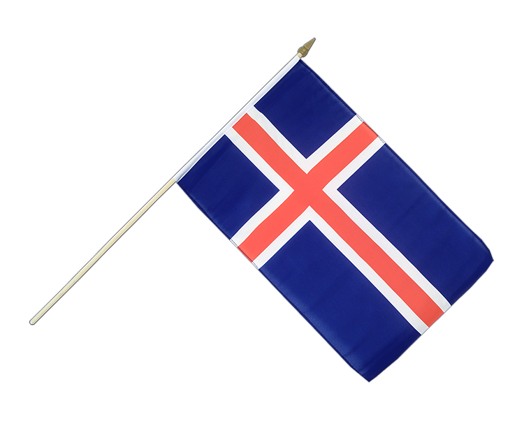 Hand Waving Flag Iceland - 12x18" (30 x 45 cm)