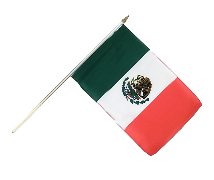 Drapeau Mexique sur hampe 30 x 45 cm