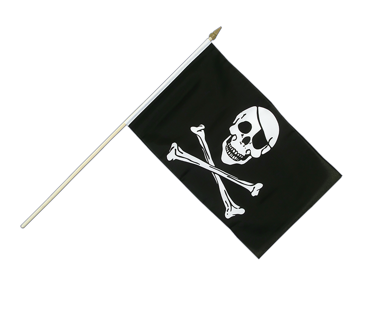 Pirate Skull and Bones - Hand Waving Flag 12x18"