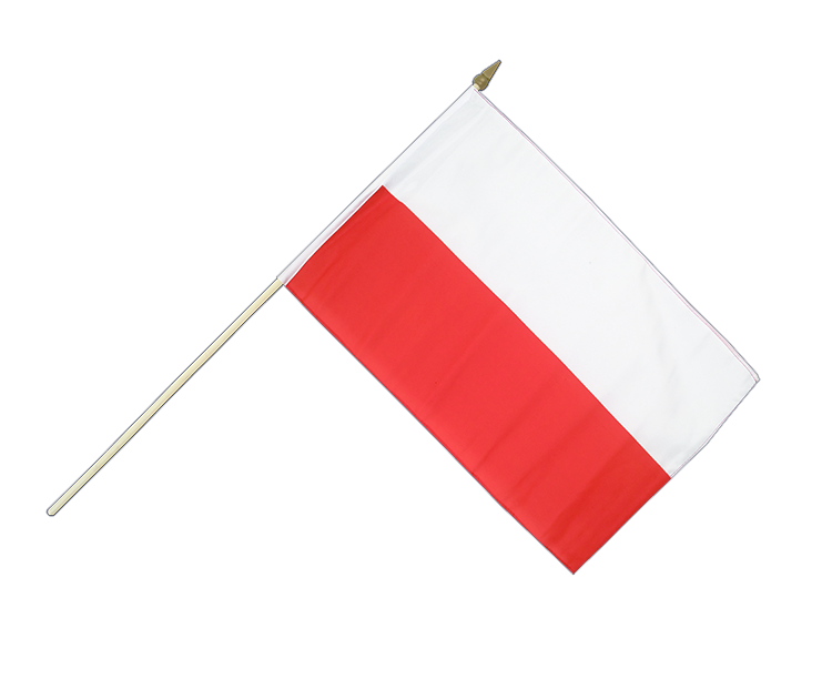 Drapeau Pologne sur hampe 30 x 45 cm