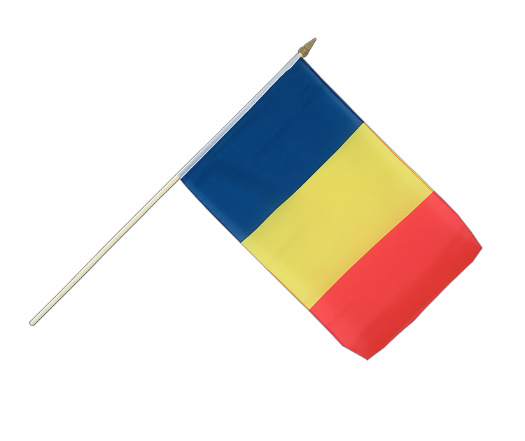 Drapeau Roumanie sur hampe 30 x 45 cm