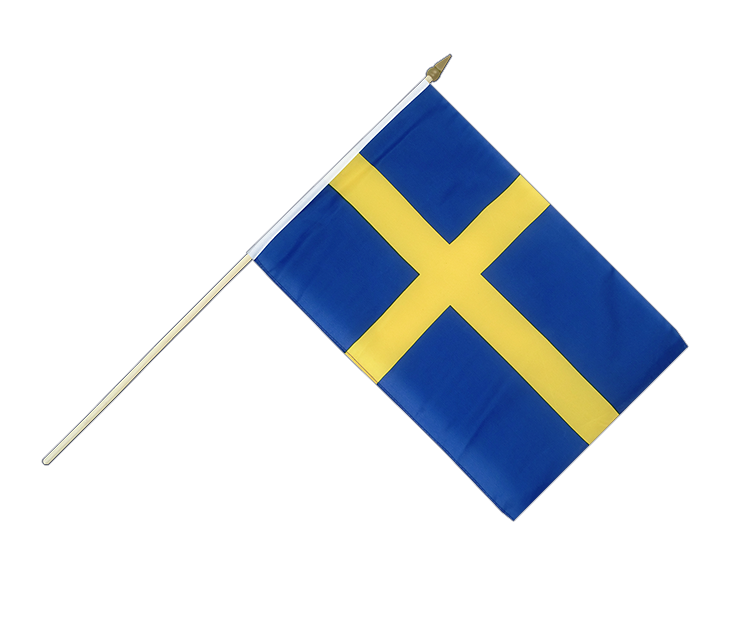 Drapeau Suède sur hampe 30 x 45 cm