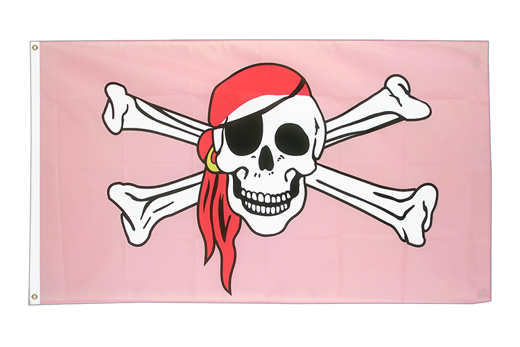 Pirat Pink Flagge 90 x 150 cm