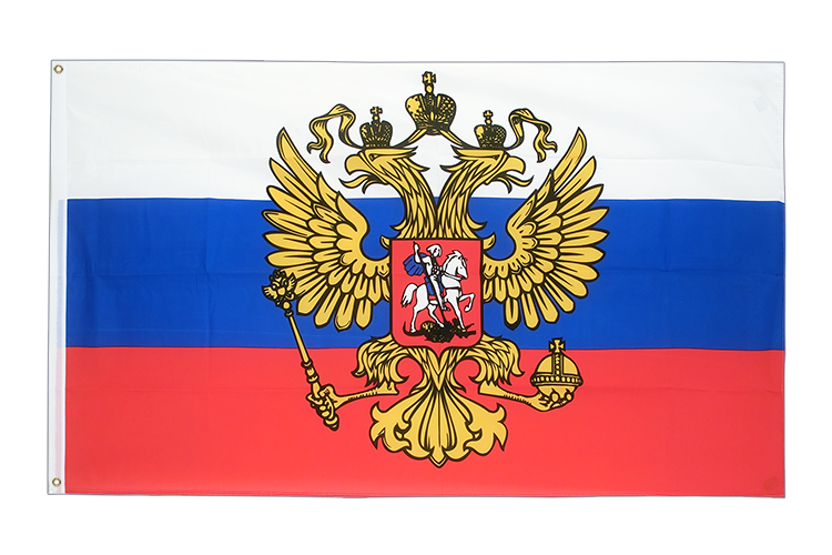 Drapeau Russie avec blason 90 x 150 cm