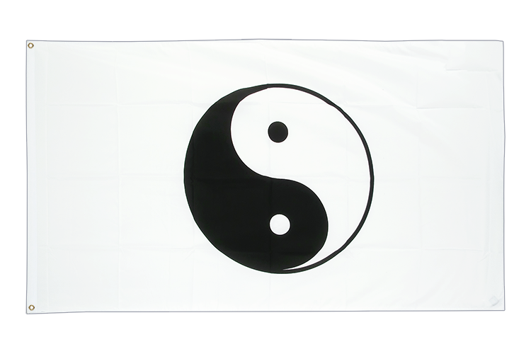Drapeau Ying et Yang, blanc 90 x 150 cm