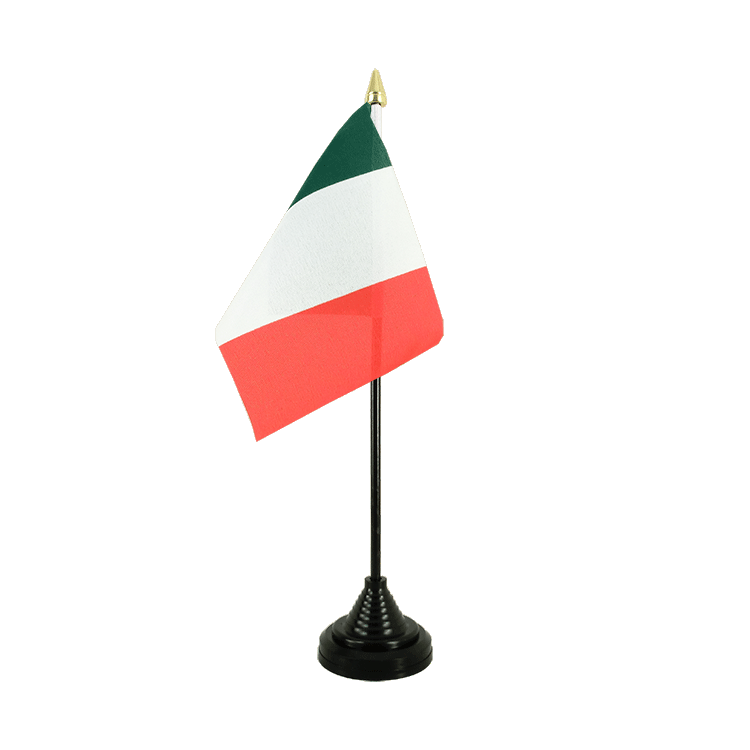 Drapeau De Table Italie 10x15 Cm - Mât Et Socle Noir Inclus, Pour Décoration Intérieure