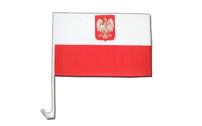 Drapeau Pologne avec aigle pour voiture 30 x 40 cm