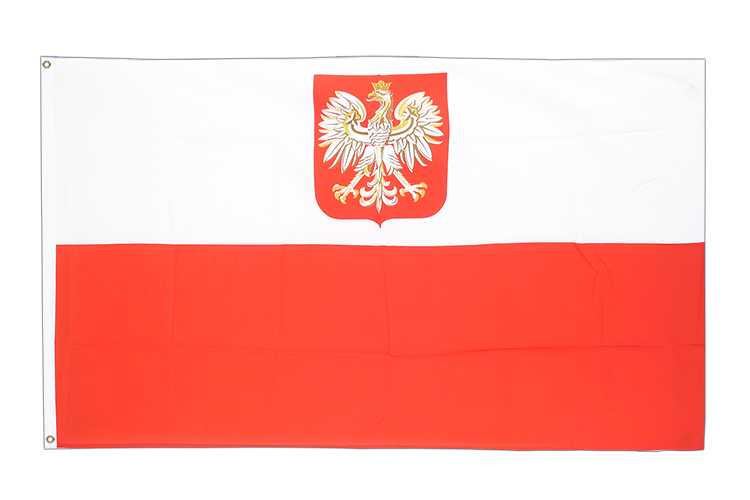 Grand drapeau Pologne avec aigle 150 x 250 cm (géant)