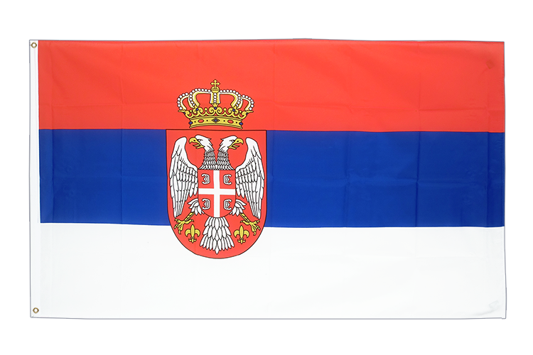Grand drapeau Serbie avec blason 150 x 250 cm (géant)