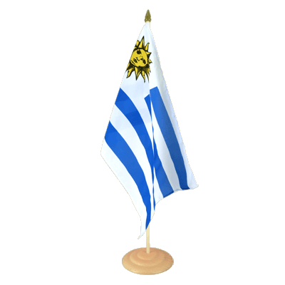 Grand drapeau de table Uruguay 30 x 45 cm, bois
