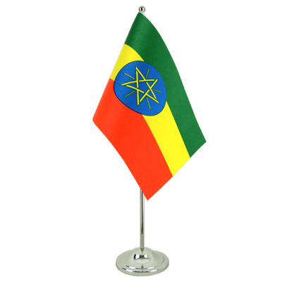 Äthiopien mit Stern - Satin Tischflagge 15 x 22 cm