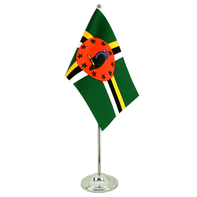 Dominica - Satin Tischflagge 15 x 22 cm