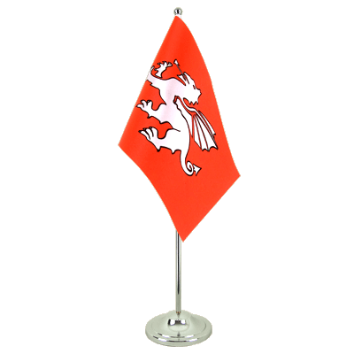 England Pendragon Weißer Drachen - Satin Tischflagge 15 x 22 cm