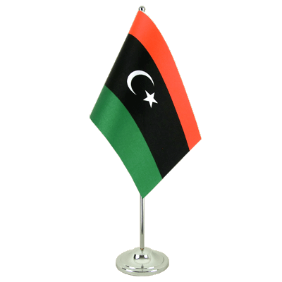 Royaume de Libye 1951-1969 Symbole des Opposants - Drapeau de table 15 x 22 cm, prestige