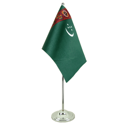 Turkmenistan Satin Tischflagge 15 x 22 cm