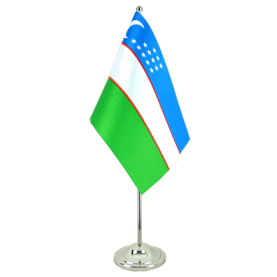 Usbekistan - Satin Tischflagge 15 x 22 cm
