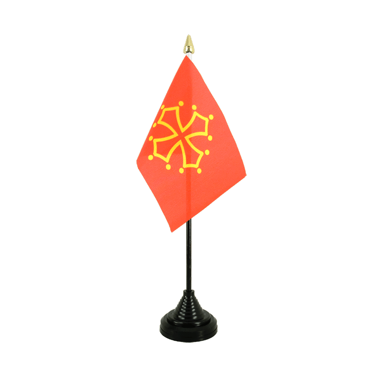Mini drapeau Midi Pyrénées de table 10 x 15 cm