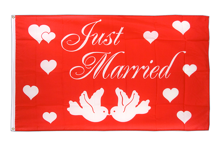 Mariage Just Married - Drapeau 90 x 150 cm