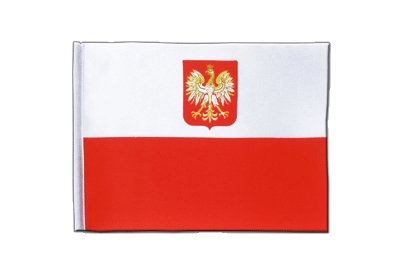 Pologne avec aigle - Drapeau en satin 15 x 22 cm