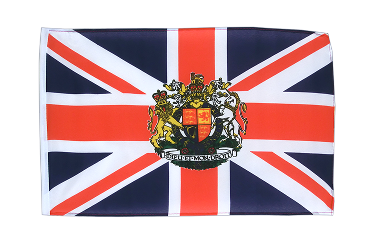 Petit drapeau Royaume-Uni avec Blason 30 x 45 cm
