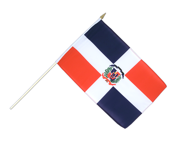 Drapeau République dominicaine sur hampe 30 x 45 cm